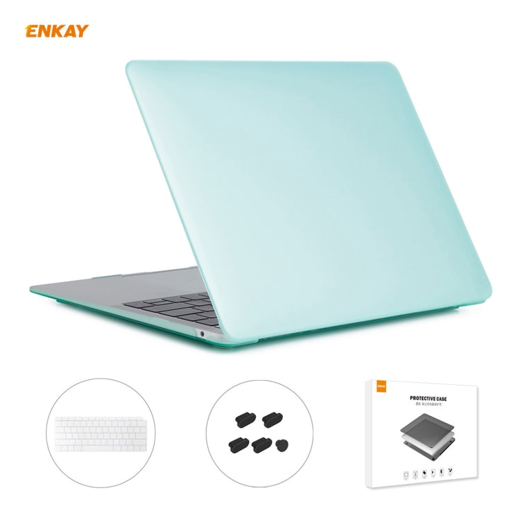 ENKAY 3 in 1 Matte Laptop Protective Case + US Version TPU Keyboard Film + Anti-dust Plugs Set for MacBook Air 13.3 inch A1932 (2018)(Green) - HoMEdemic™ 