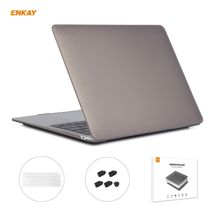 ENKAY 3 in 1 Matte Laptop Protective Case + US Version TPU Keyboard Film + Anti-dust Plugs Set for MacBook Air 13.3 inch A1932 (2018)(Grey) - HoMEdemic™ 