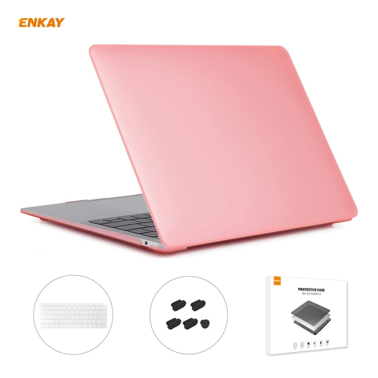 ENKAY 3 in 1 Matte Laptop Protective Case + US Version TPU Keyboard Film + Anti-dust Plugs Set for MacBook Air 13.3 inch A1932 (2018)(Pink) - HoMEdemic™ 
