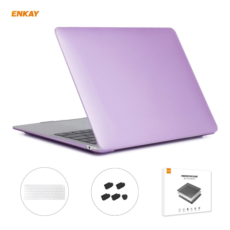 ENKAY 3 in 1 Matte Laptop Protective Case + US Version TPU Keyboard Film + Anti-dust Plugs Set for MacBook Air 13.3 inch A1932 (2018)(Purple) - HoMEdemic™ 