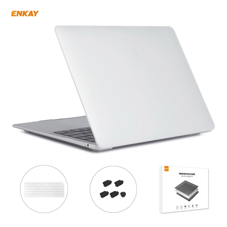 ENKAY 3 in 1 Matte Laptop Protective Case + US Version TPU Keyboard Film + Anti-dust Plugs Set for MacBook Air 13.3 inch A1932 (2018)(White) - HoMEdemic™ 