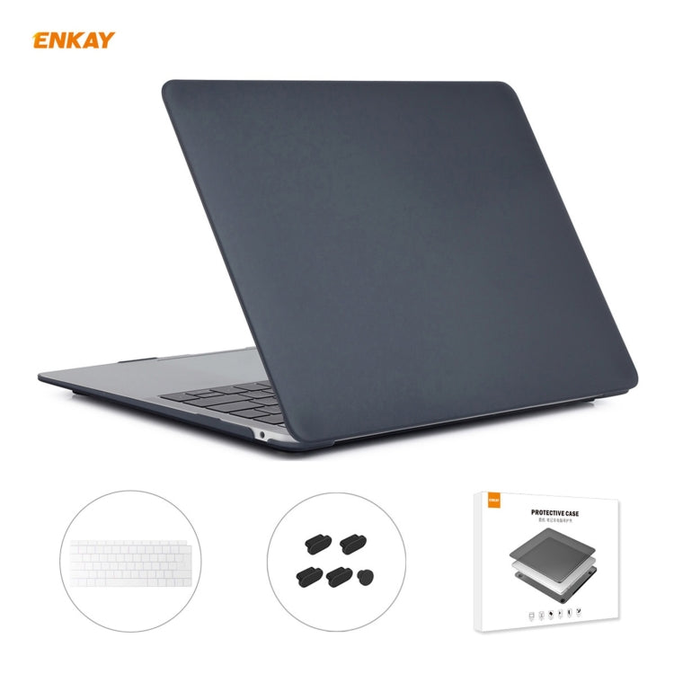 ENKAY 3 in 1 Matte Laptop Protective Case + EU Version TPU Keyboard Film + Anti-dust Plugs Set for MacBook Air 13.3 inch A1932 (2018)(Black) - HoMEdemic™ 