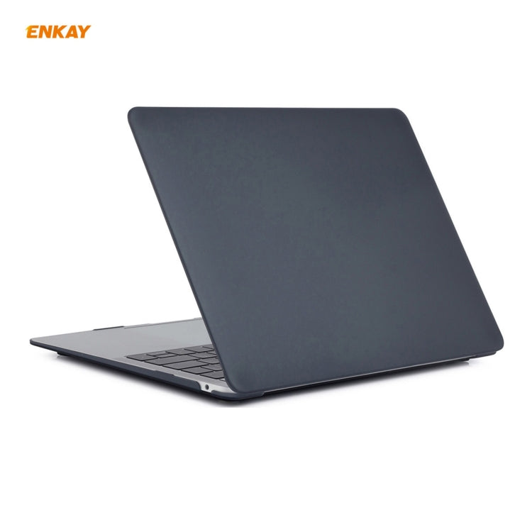 ENKAY 3 in 1 Matte Laptop Protective Case + EU Version TPU Keyboard Film + Anti-dust Plugs Set for MacBook Air 13.3 inch A1932 (2018)(Black) - HoMEdemic™ 
