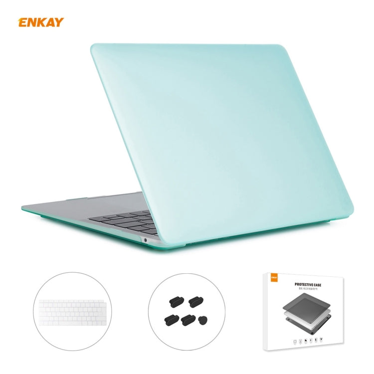 ENKAY 3 in 1 Matte Laptop Protective Case + EU Version TPU Keyboard Film + Anti-dust Plugs Set for MacBook Air 13.3 inch A1932 (2018)(Green) - HoMEdemic™ 