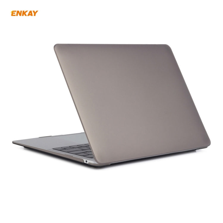 ENKAY 3 in 1 Matte Laptop Protective Case + EU Version TPU Keyboard Film + Anti-dust Plugs Set for MacBook Air 13.3 inch A1932 (2018)(Grey) - HoMEdemic™ 