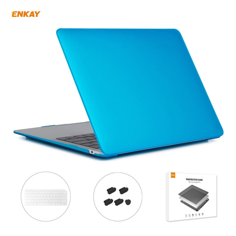 ENKAY 3 in 1 Matte Laptop Protective Case + EU Version TPU Keyboard Film + Anti-dust Plugs Set for MacBook Air 13.3 inch A1932 (2018)(Light Blue) - HoMEdemic™ 