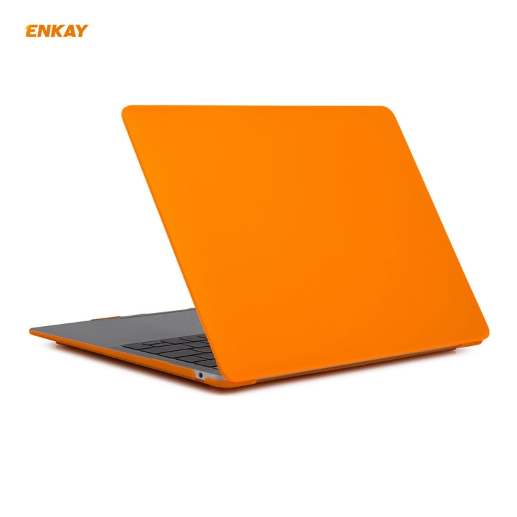 ENKAY 3 in 1 Matte Laptop Protective Case + EU Version TPU Keyboard Film + Anti-dust Plugs Set for MacBook Air 13.3 inch A1932 (2018)(Orange) - HoMEdemic™ 