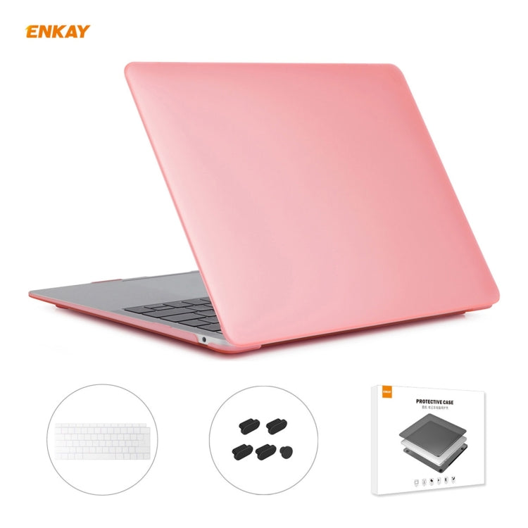 ENKAY 3 in 1 Matte Laptop Protective Case + EU Version TPU Keyboard Film + Anti-dust Plugs Set for MacBook Air 13.3 inch A1932 (2018)(Pink) - HoMEdemic™ 