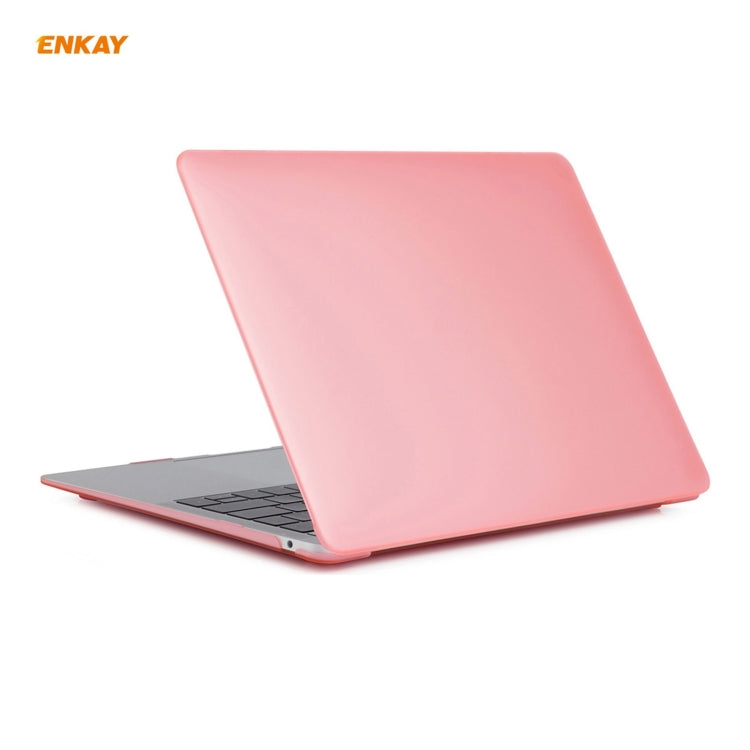 ENKAY 3 in 1 Matte Laptop Protective Case + EU Version TPU Keyboard Film + Anti-dust Plugs Set for MacBook Air 13.3 inch A1932 (2018)(Pink) - HoMEdemic™ 