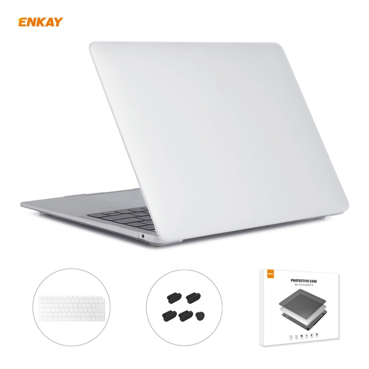 ENKAY 3 in 1 Matte Laptop Protective Case + EU Version TPU Keyboard Film + Anti-dust Plugs Set for MacBook Air 13.3 inch A1932 (2018)(White) - HoMEdemic™ 