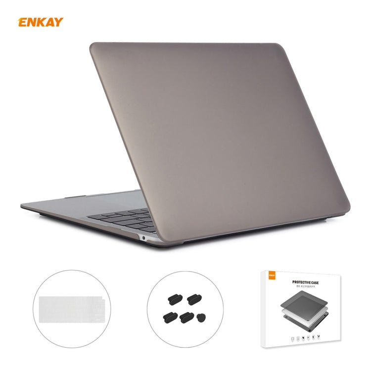 ENKAY 3 in 1 Matte Laptop Protective Case + US Version TPU Keyboard Film + Anti-dust Plugs Set for MacBook Air 13.3 inch A2179 & A2337 (2020)(Grey) - HoMEdemic™ 
