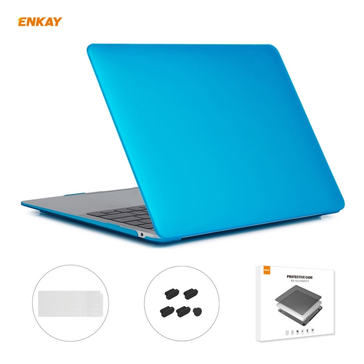 ENKAY 3 in 1 Matte Laptop Protective Case + US Version TPU Keyboard Film + Anti-dust Plugs Set for MacBook Air 13.3 inch A2179 & A2337 (2020)(Light Blue) - HoMEdemic™ 