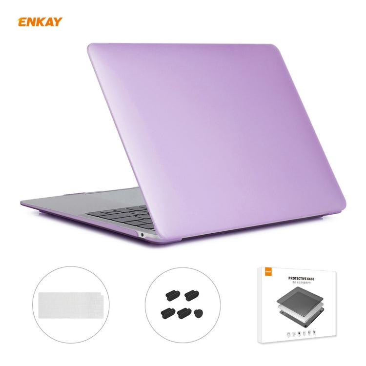 ENKAY 3 in 1 Matte Laptop Protective Case + US Version TPU Keyboard Film + Anti-dust Plugs Set for MacBook Air 13.3 inch A2179 & A2337 (2020)(Purple) - HoMEdemic™ 
