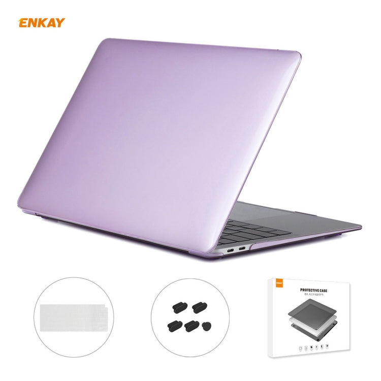 For MacBook Air 13.3 inch A2179 & A2337 2020 ENKAY 3 in 1 Crystal Laptop Protective Case + EU Version TPU Keyboard Film + Anti-dust Plugs Set(Purple) - HoMEdemic™ 