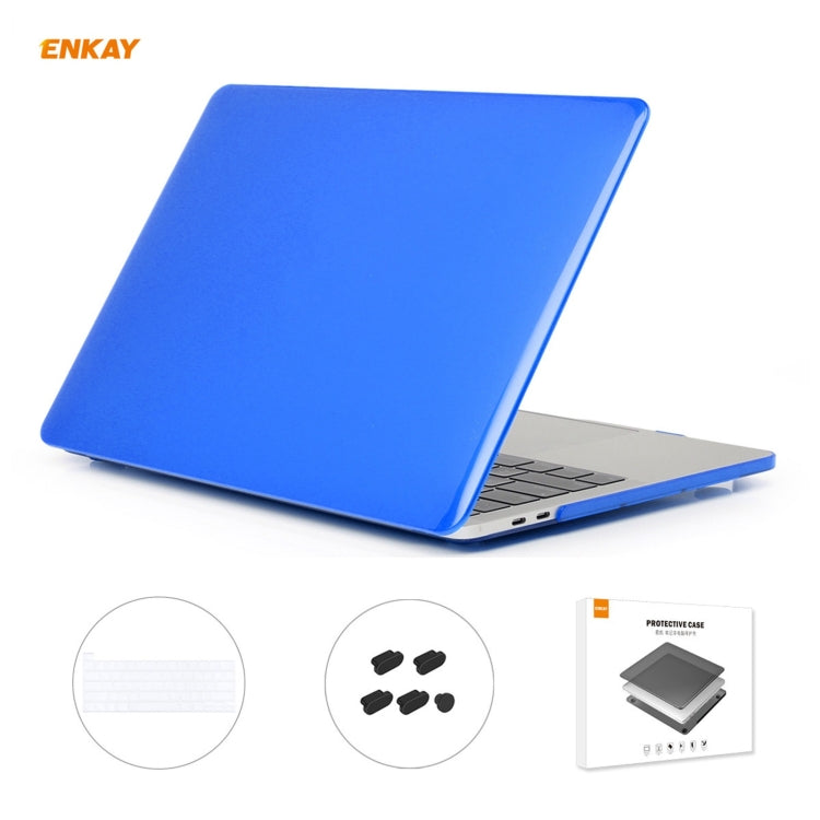 ENKAY 3 in 1 Crystal Laptop Protective Case + US Version TPU Keyboard Film + Anti-dust Plugs Set for MacBook Pro 13.3 inch A2251 & A2289 & A2338 (with Touch Bar)(Dark Blue) - HoMEdemic™ 