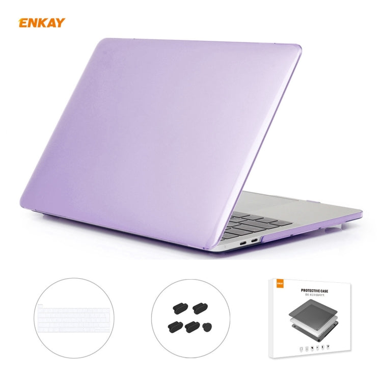 ENKAY 3 in 1 Crystal Laptop Protective Case + EU Version TPU Keyboard Film + Anti-dust Plugs Set for MacBook Pro 13.3 inch A2251 & A2289 & A2338 (with Touch Bar)(Purple) - HoMEdemic™ 