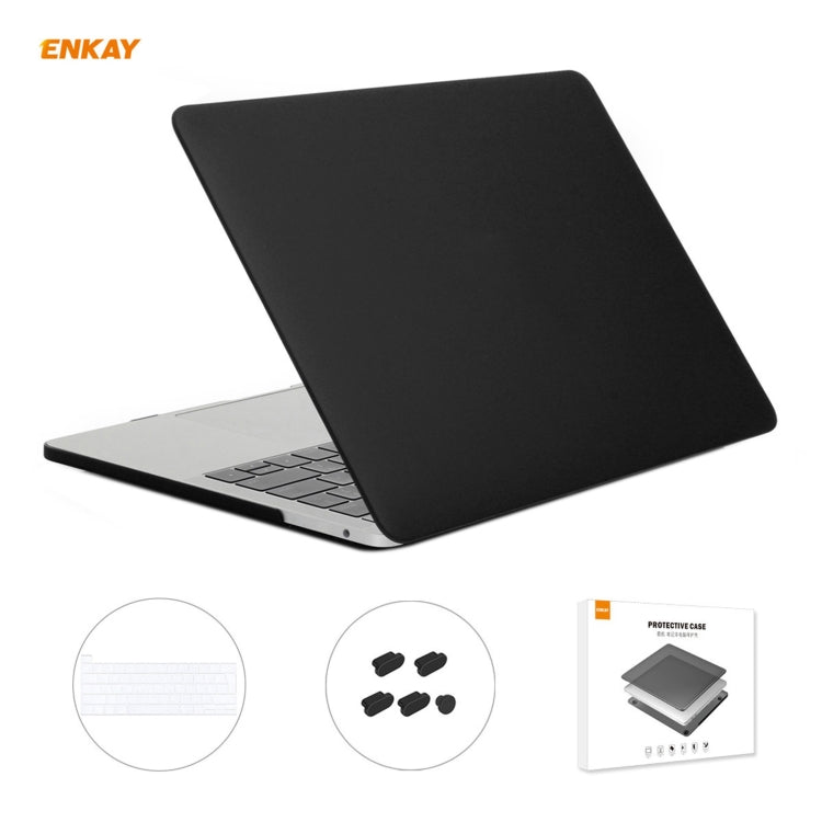 ENKAY 3 in 1 Matte Laptop Protective Case + EU Version TPU Keyboard Film + Anti-dust Plugs Set for MacBook Pro 13.3 inch A2251 & A2289 & A2338 (with Touch Bar)(Black) - HoMEdemic™ 