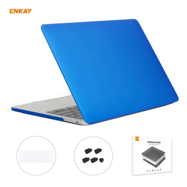 ENKAY 3 in 1 Matte Laptop Protective Case + EU Version TPU Keyboard Film + Anti-dust Plugs Set for MacBook Pro 13.3 inch A2251 & A2289 & A2338 (with Touch Bar)(Dark Blue) - HoMEdemic™ 