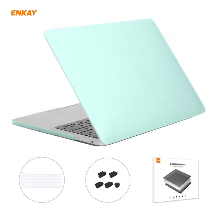 ENKAY 3 in 1 Matte Laptop Protective Case + EU Version TPU Keyboard Film + Anti-dust Plugs Set for MacBook Pro 13.3 inch A2251 & A2289 & A2338 (with Touch Bar)(Green) - HoMEdemic™ 