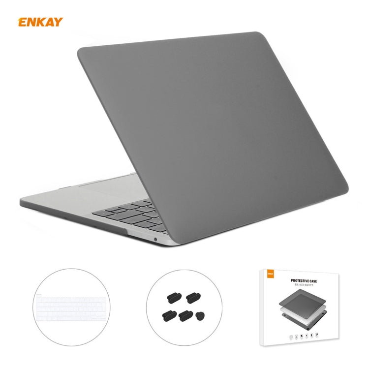 ENKAY 3 in 1 Matte Laptop Protective Case + EU Version TPU Keyboard Film + Anti-dust Plugs Set for MacBook Pro 13.3 inch A2251 & A2289 & A2338 (with Touch Bar)(Grey) - HoMEdemic™ 
