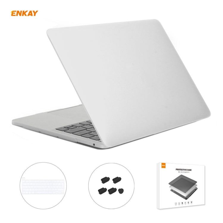 ENKAY 3 in 1 Matte Laptop Protective Case + EU Version TPU Keyboard Film + Anti-dust Plugs Set for MacBook Pro 13.3 inch A2251 & A2289 & A2338 (with Touch Bar)(White) - HoMEdemic™ 