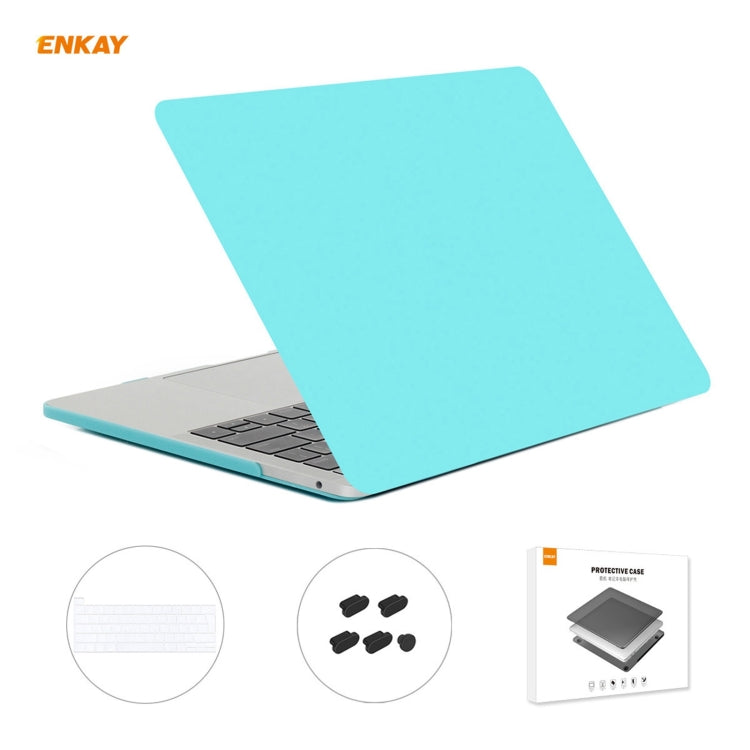 ENKAY 3 in 1 Matte Laptop Protective Case + EU Version TPU Keyboard Film + Anti-dust Plugs Set for MacBook Pro 13.3 inch A2251 & A2289 & A2338 (with Touch Bar)(Cyan) - HoMEdemic™ 