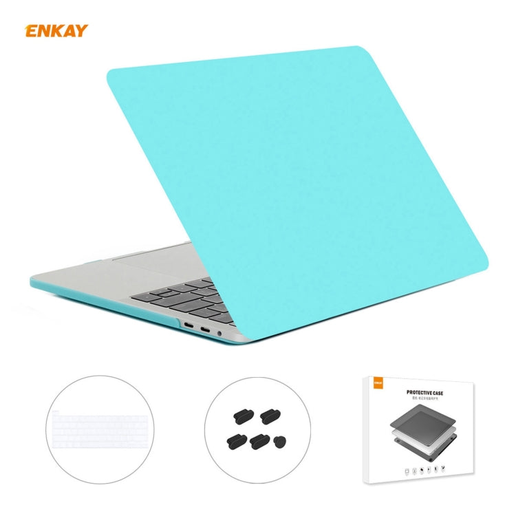 ENKAY 3 in 1 Matte Laptop Protective Case + EU Version TPU Keyboard Film + Anti-dust Plugs Set for MacBook Pro 16 inch A2141 (with Touch Bar)(Cyan) - HoMEdemic™ 