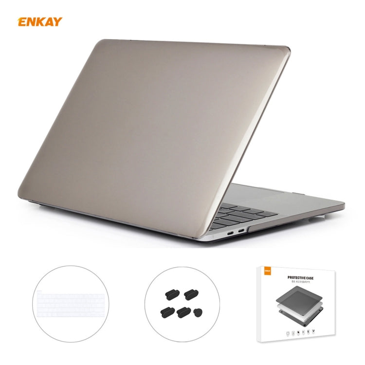 ENKAY 3 in 1 Crystal Laptop Protective Case + EU Version TPU Keyboard Film + Anti-dust Plugs Set for MacBook Pro 16 inch A2141 (with Touch Bar)(Grey) - HoMEdemic™ 