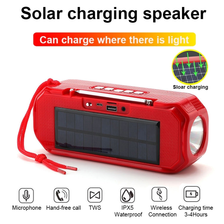 T&G TG280 Solar Power Charging Bluetooth Speakers with Flashlight, Support TF Card / FM / 3.5mm AUX / U Disk / Hands-free Call(Gray) - HoMEdemic™ 