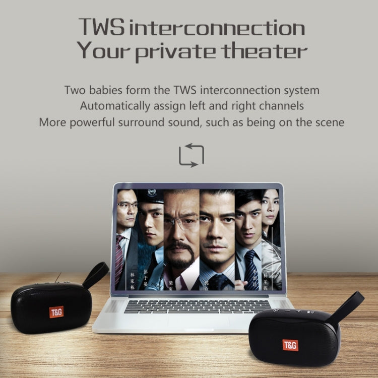 T&G TG173 TWS Subwoofer Bluetooth Speaker With Braided Cord, Support USB / AUX / TF Card / FM(Red) - HoMEdemic™ 