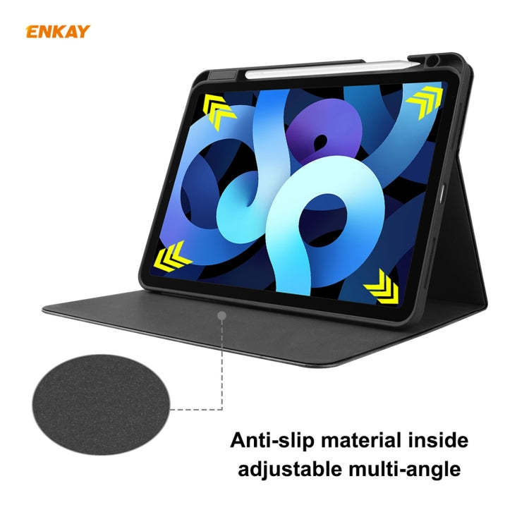 ENKAY ENK-8024 Cow Texture PU Leather + TPU Smart Case with Pen Slot foriPad Air 2022 / 2020 10.9 / iPad Pro 11 (2018)(Grey) - HoMEdemic™ 