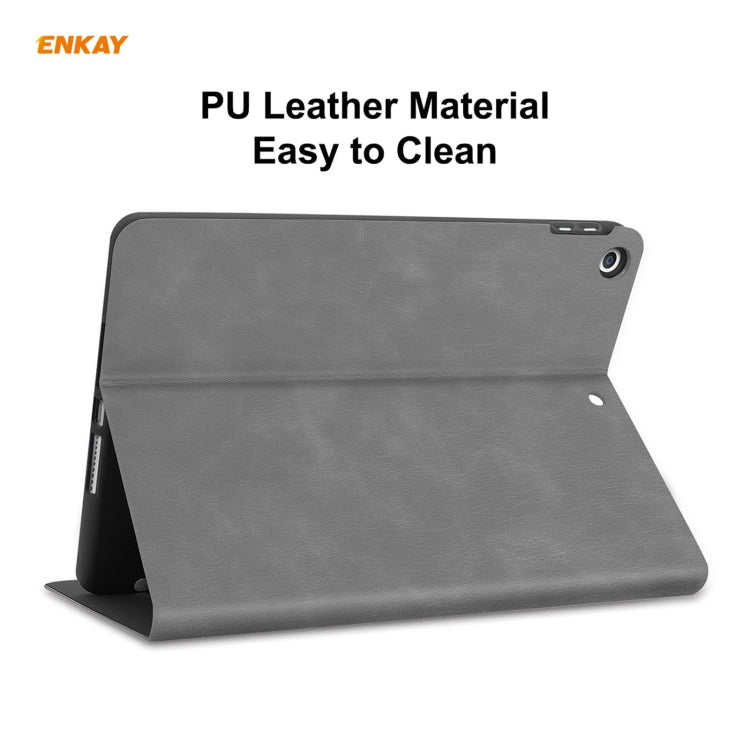 For iPad 10.2 2021 / 2020 / 2019 ENKAY ENK-8023 Cow Texture PU Leather + TPU Smart Case with Pen Slot(Grey) - HoMEdemic™ 