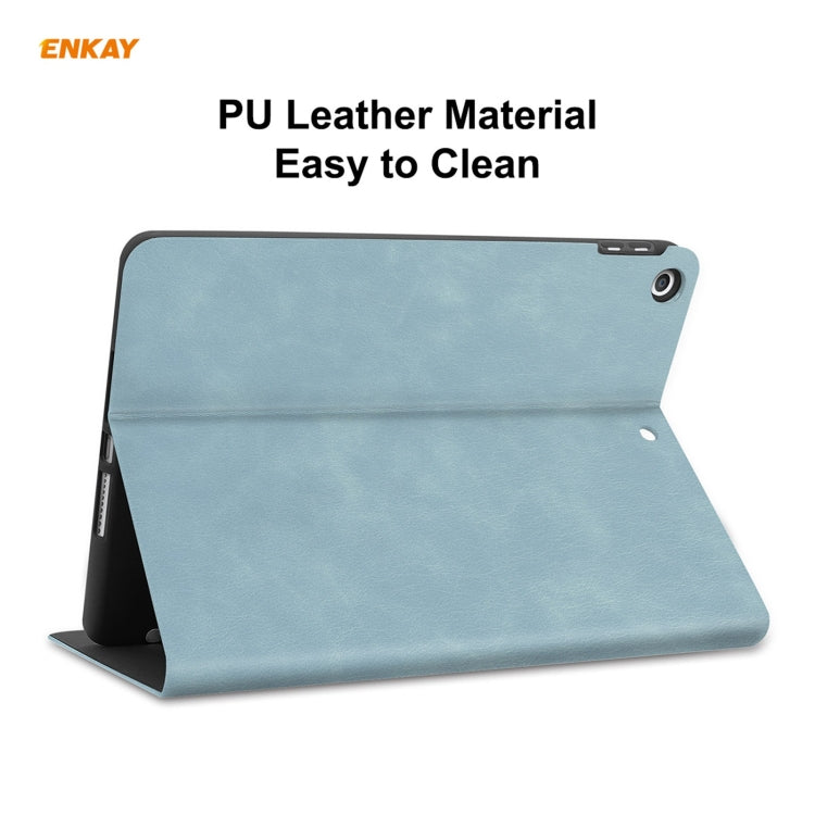 For iPad 10.2 2021 / 2020 / 2019 ENKAY ENK-8023 Cow Texture PU Leather + TPU Smart Case with Pen Slot(Sky Blue) - HoMEdemic™ 