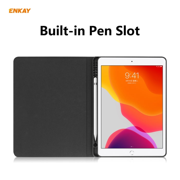 For iPad 10.2 2021 / 2020 / 2019 ENKAY ENK-8023 Cow Texture PU Leather + TPU Smart Case with Pen Slot(Black) - HoMEdemic™ 
