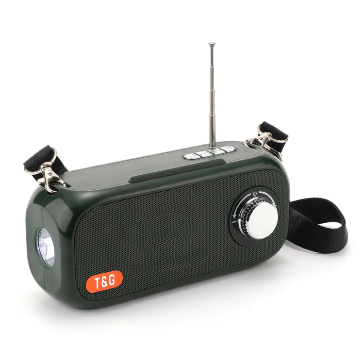T&G TG613 TWS Solar Portable Bluetooth Speakers with LED Flashlight, Support TF Card / FM / AUX / U Disk(Dark Green) - HoMEdemic™ 