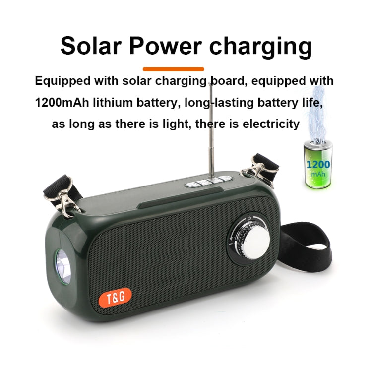 T&G TG613 TWS Solar Portable Bluetooth Speakers with LED Flashlight, Support TF Card / FM / AUX / U Disk(Gray) - HoMEdemic™ 