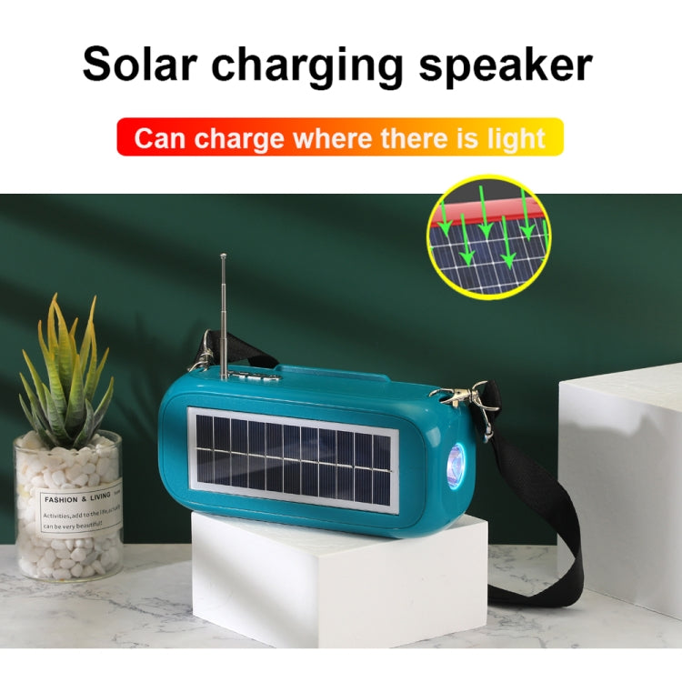 T&G TG613 TWS Solar Portable Bluetooth Speakers with LED Flashlight, Support TF Card / FM / AUX / U Disk(Gray) - HoMEdemic™ 