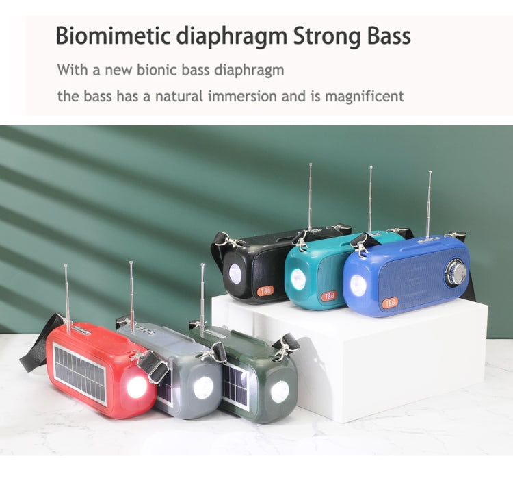 T&G TG613 TWS Solar Portable Bluetooth Speakers with LED Flashlight, Support TF Card / FM / AUX / U Disk(Red) - HoMEdemic™ 