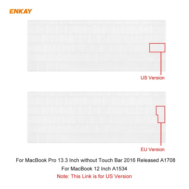 ENKAY US Version Soft TPU Keyboard Protector Film for MacBook 12 inch A1534 (2015) / Pro 13.3 inch A1708 (without Touch Bar) - HoMEdemic™ 