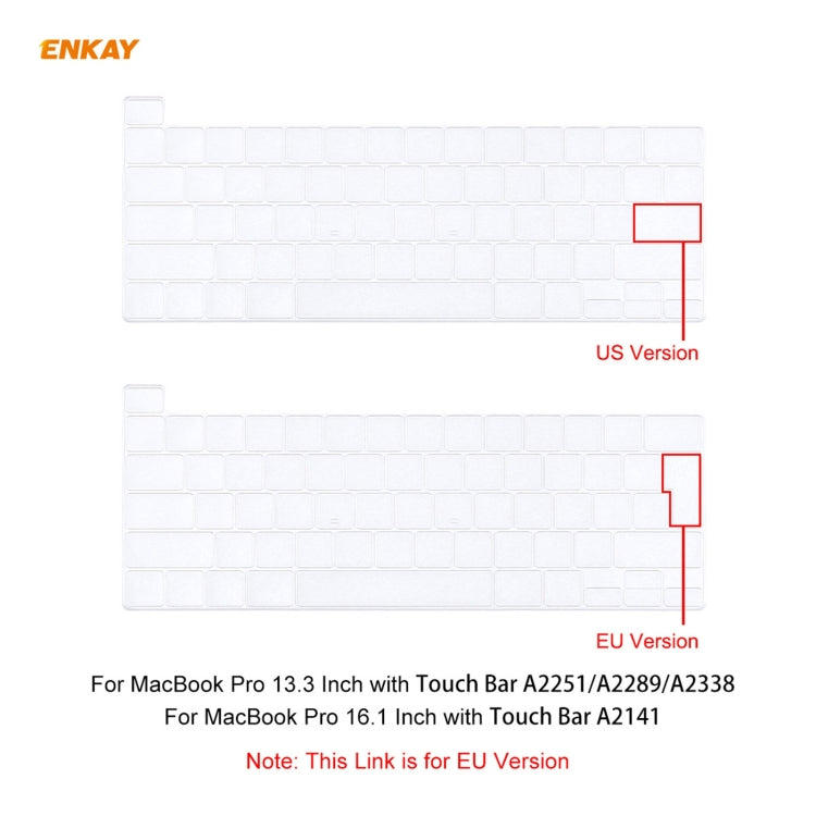 ENKAY Soft TPU Keyboard Protector Film for MacBook Pro 16 inch A2141 / Pro 13.3 inch A2289 & A2251 & A2338 (2020), EU Version - HoMEdemic™ 