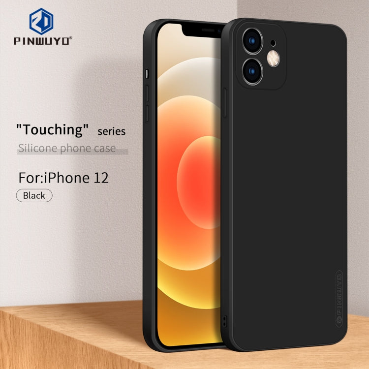 For iPhone 12 PINWUYO Touching Series Liquid Silicone TPU Shockproof Case(Black) - HoMEdemic™ 