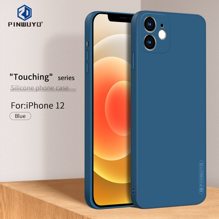 For iPhone 12 PINWUYO Touching Series Liquid Silicone TPU Shockproof Case(Blue) - HoMEdemic™ 