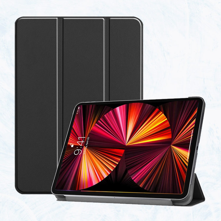 For iPad Pro 11 2022 / 2021 / 2020 ENKAY 3-Folding Shockproof PC Cover Custer Texture PU Leather Tablet Case with Holder & Sleep / Wake-up Function(Black) - HoMEdemic™ 