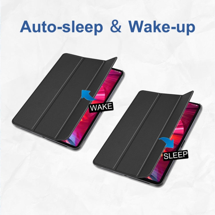 For iPad Pro 11 2022 / 2021 / 2020 ENKAY 3-Folding Shockproof PC Cover Custer Texture PU Leather Tablet Case with Holder & Sleep / Wake-up Function(Black) - HoMEdemic™ 