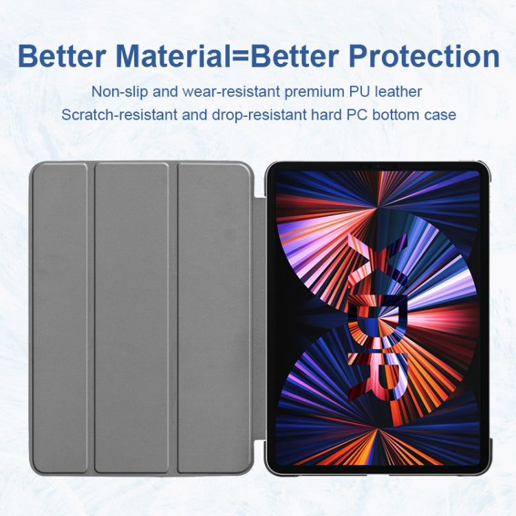For iPad Pro 11 2022 / 2021 / 2020 ENKAY 3-Folding Shockproof PC Cover Custer Texture PU Leather Tablet Case with Holder & Sleep / Wake-up Function(Black) - HoMEdemic™ 