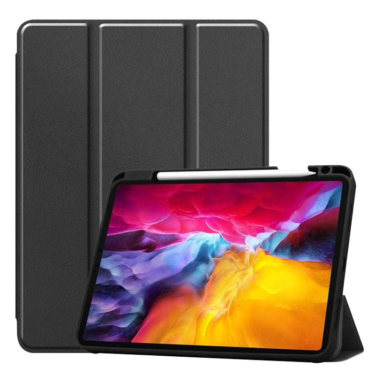 For iPad Pro 11 2022 / 2021 / 2020 ENKAY 3-Folding Shockproof TPU Cover Custer Texture PU Leather Tablet Case with Pencil Slot & Holder & Sleep / Wake-up Function(Black) - HoMEdemic™ 