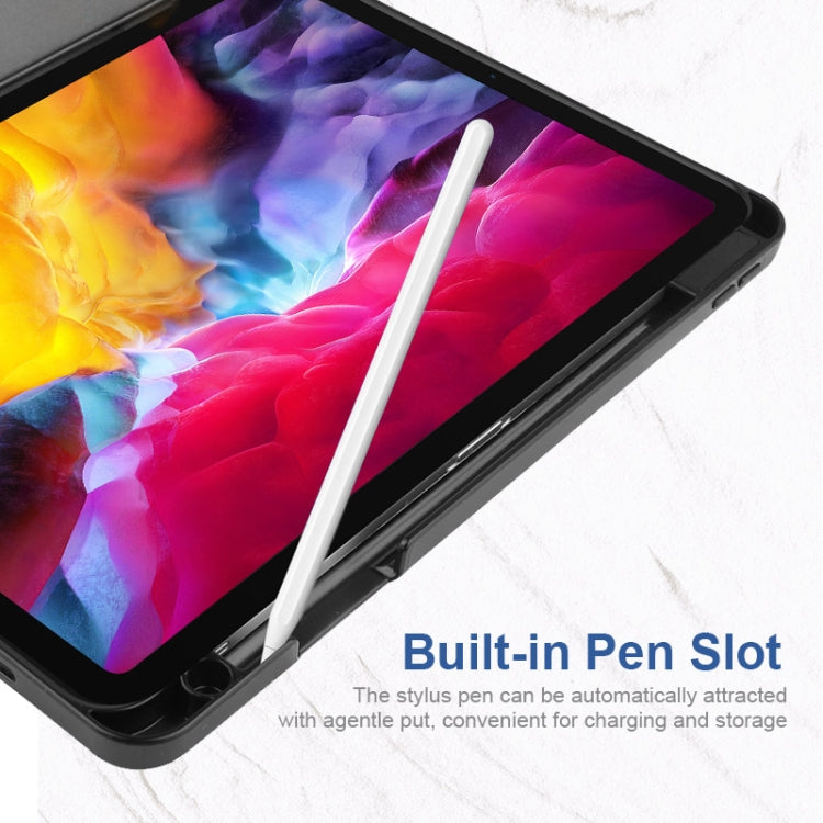 For iPad Pro 11 2022 / 2021 / 2020 ENKAY 3-Folding Shockproof TPU Cover Custer Texture PU Leather Tablet Case with Pencil Slot & Holder & Sleep / Wake-up Function(Black) - HoMEdemic™ 