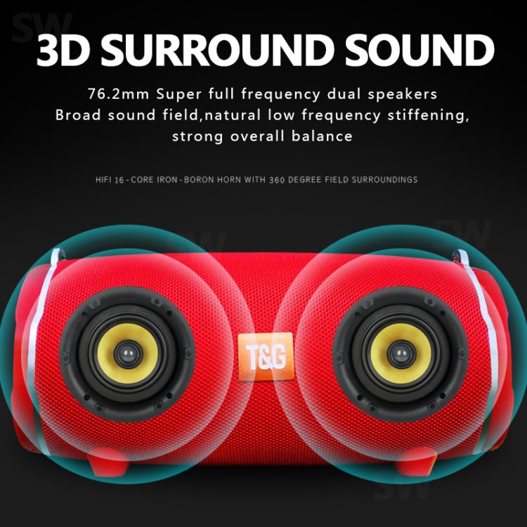 T&G TG187 Portable Waterproof Wireless Bass Surround Bluetooth Speaker with Shoulder Strap, Support FM / TF  Card(Green) - HoMEdemic™ 