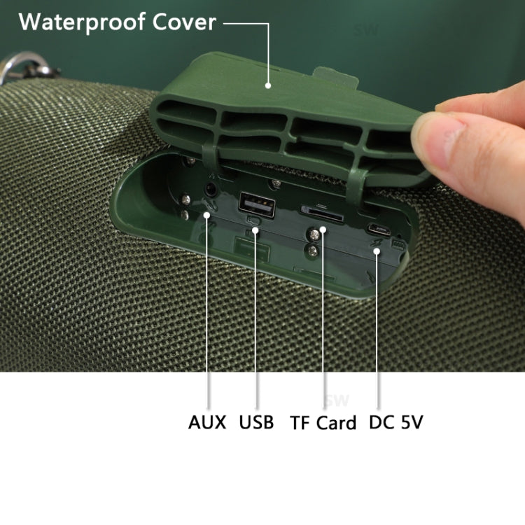 T&G TG187 Portable Waterproof Wireless Bass Surround Bluetooth Speaker with Shoulder Strap, Support FM / TF  Card(Green) - HoMEdemic™ 
