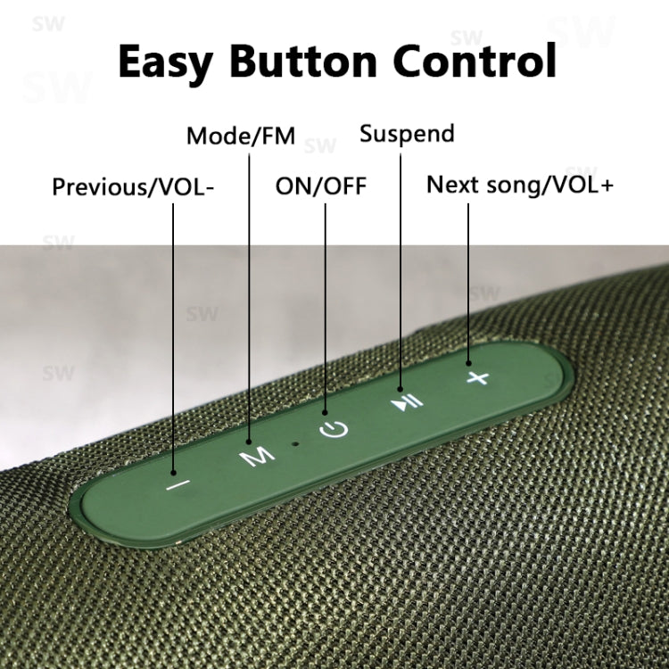 T&G TG187 Portable Waterproof Wireless Bass Surround Bluetooth Speaker with Shoulder Strap, Support FM / TF  Card(Green) - HoMEdemic™ 